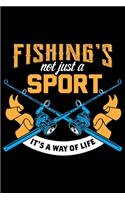 Fishing's Not Just A Sport It's Way Of Life: Blank Lined Journal Notebook for Fishing Lovers To Record Details of Fishing Trip Experiences and Memories