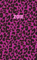 Zoie: Personalized Pink Leopard Print Notebook (Animal Skin Pattern). College Ruled (Lined) Journal for Notes, Diary, Journaling. Wild Cat Theme Design wi