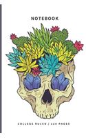 Notebook: Crystal Cactus Skull Small Lined Notebook (6" x 9")