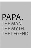 Papa. the man. The myth. The legend: Notizbuch 6"x9" / 120 Seiten / punktkariert / Bullet Journal / Dot Grid