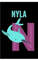 Nyla: Journal (Diary, Notebook) Personalized Custom Name Alphabet Narwhal Birthday Gift for Girls