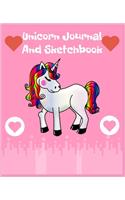 Unicorn Journal And Sketchbook: Journal and Notebook for Girls - Composition Size (7.5" x 9.25") With Lined and Blank Pages, Perfect for Journal, Doodling, Sketching and Notes