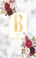 Weekly & Monthly Planner 2020 B: Burgundy Marsala Flowers Gold Monogram Letter B (7.5 x 9.25 in) Horizontal at a glance Personalized Planner for Women Moms Girls and School