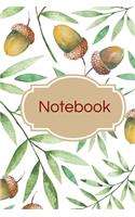 Notebook: Acorns and leaves autumn winter lined paperback jotter