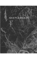 Sketchbook: Artist's Notebook for Drawing, Designing, Sketching and Writing. Large 8.5 x 11 size, 120 blank pages. Black Marble Modern Minimalist Design Sketch 