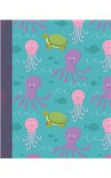 Happy Octopus: 8" x 10" Notebook with 150 Ruled Pages