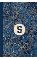Monogram S Marble Notebook (Blue Ginger Edition): Blank Lined Marble Journal for Names Starting with Initial Letter S
