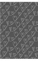 Bullet Journal Notebook White Scribbly Hearts Pattern 8: 112 Page Numbered Dot Grid Bullet Journal with Index Pages and Key Pages in Portable 6 X 9 Size.