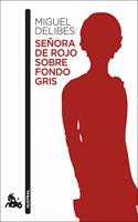 Senora de rojo sobre fondo gris