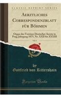 Aerztliches Correspondenzblatt Fï¿½r Bï¿½hmen, Vol. 3: Organ Des Vereines Deutscher Aerzte in Prag; Jahrgang 1875, Nr. XXII Bis XXXIII (Classic Reprint)