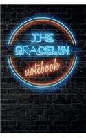 The GRACELYN Notebook: Vintage Blank Ruled Personalized & Custom Neon Sign Name Dotted Notebook Journal for Girls & Women. Wall Background. Funny Desk Accessories. Retro B