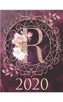 2020 Weekly Planner - Monogram Initial "R": 12-Month Large Print Rose Gold Glitter Purple Letter-Sized A4 Schedule Organizer by 52 Week Cornell Notes Monthly Calendar Designed in USA floral pu(18 2020 Rose Gold Glitter)