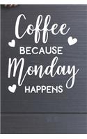 Coffee Because Monday Happens Notebook: Coffee Lovers Gift - Blank Coffee Because Monday Happens Notebook / Journal Gift ( 6 x 9 - 110 blank pages )