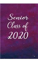 Senior Class of 2020: Lined Notebook & Journal Paper for Writing - Ideal Keepsake Diary for Recording Memories - Purple Blue Grunge