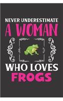 Never Underestimate A Woman Who Loves Frogs: Frog Lovers Girl Women Gift Journal Lined Notebook 6x9 120 Pages