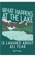 What Happens At The Lake: Notebook, Diary or Journal Gift for Outdoors, Adventure, Nature and Mountain Lovers, Campers, Hikers, Camping, Kayaking, Swimming and Hiking Fans wi
