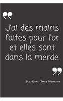 J'ai des mains faites pour l'or et elles sont dans la merde: Carnet de notes - 124 pages lignées - format 15,24 x 22,89 cm - Message Sarcastique