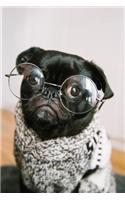 Pug Dot Grid Journal: Blank Dotted Grid Pug Dog Journal: Pug Wearing Glasses