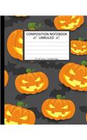Unruled Composition Notebook 8" x 10". 120 Pages. Halloween Hintergrund Pumpkins
