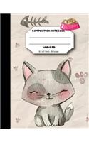 Composition notebook unruled 200 pages, 8.5 x 11 inch, Kawaii cutie cat