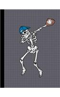 Dabbing Skeleton Baseball Player Notebook: Halloween Team School Office Coach Writing Lined Paper