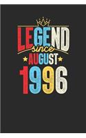 Legend Since August 1996: Small Lined Notebook (6 X 9 -120 Pages) for 23rd Birthday Gift Idea for Women and Men