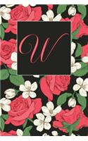 W: Letter W Journal, Flowers Galore, Personalized Notebook Monogram Initial, 6 x 9
