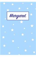 Margaret: First Name Personalized Notebook. College Ruled Journal. Pastel Pink Writing Diary with Stars Pattern for Girls and Women