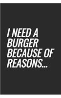 I Need A Burger Because Of Reasons: Blank Lined Notebook