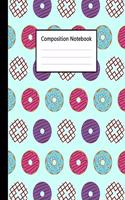 Composition Notebook: Cute mini Doughnut Colorful Blue Sky Pattern, 110 Pages 7.5"x9.25" College Wide Ruled Paper Notebook Journal, Blank Lined Workbook for Teens Kids St