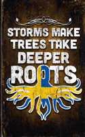 Storms Make Trees Take Deeper Roots: Sweden Flag Customized Personalized Gift for Swedish Coworker Friend Planner Daily Weekly Monthly Undated Calendar Organizer Journal