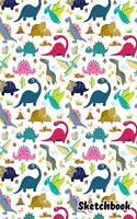 Sketchbook: Cute Dinosaur Sketchbook for Kids - 110 Pages (8.5"x11") Large Blank Sketchbook for Drawing, Doodling & Writing - Gift For Dinosaur Lovers (Volume 1