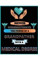 Never underestimate the power of a grandfather with a medical degree: Notebook / Journal / 100 Lined Pages / Matte Cover