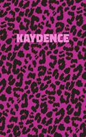 Kaydence: Personalized Pink Leopard Print Notebook (Animal Skin Pattern). College Ruled (Lined) Journal for Notes, Diary, Journaling. Wild Cat Theme Design wi