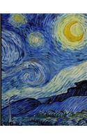 Notebook: Large Composition Journal, Cursive Paper, with Van Gogh's Starry Night; 8.5x11 Notebook, Use as a Journal or Diary or as a Gift for Men, Women, Boys