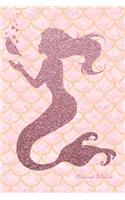 Mermaid Notebook: Faux Pink Glitter Cute Notebook for Girls Teens Kids Journal College Ruled Blank Lined (6 x 9) Small Composition Book Planner School Diary Softback 