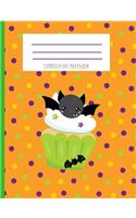 Composition Notebook: Kawaii Bat Face Halloween Cupcake Notebook