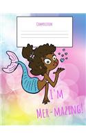 Mermaid Colorful Composition Notebook: Funky Sunset Wide Ruled School Journal perfect for Under the Sea lovers, and Elementary and Middle School girls, for writing, School, Note taking, C