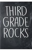 Third Grade Rocks: 6 x 9 Wide Ruled Paper - 108 Pages / 54 Sheets - Black Chalkboard Styled Soft Matte Cover - Journal / Notebook / Composition Book - Note Taking - Ba