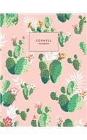 Cornell Notebook: Cactus Flower Print, Pink, Cornell Note Taking System for Students, Medium College Ruled Exercise Book, 120 Pages, 8.5x11 Inch