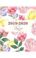 2019-2020 Planner: Pink Floral Cover for 24 Months Calendar Monthly and Weekly Schedule Organizer 8" X 10" with Holidays