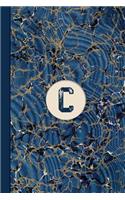 Monogram C Marble Notebook (Blue Ginger Edition): Blank Lined Marble Journal for Names Starting with Initial Letter C
