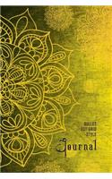 Bullet Dot Grid Style Journal: Beautiful Yellow Mandala Bullet Dot Grid Style Journal in 6x9 Softcover Paperback Notebook Vol. 02