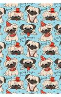 Journal Notebook Funny Pugs Pattern 5