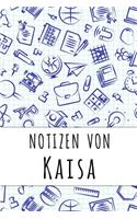 Notizen von Kaisa: Kariertes Notizbuch mit 5x5 Karomuster für deinen personalisierten Vornamen