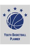 Youth Basketball Planner: Notebook with blank basketball court diagrams, notes, and undated calendar (8.5x11)