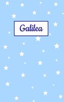 Galilea: Personalized Name Journal. Wide Ruled (Lined) Writing Diary, Composition Book. Baby Blue Star Cover for Girls, Kids and Teens