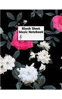 Blank Sheet Music Notebook: Easy Blank Staff Manuscript Book Large 8.5 X 11 Inches Musician Paper Wide 12 Staves Per Page for Piano, Flute, Violin, Guitar, Trumpet, Drums, Cell