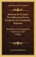 Memoria de La Junta de Calificacion de Los Productos de La Industria Espanola
