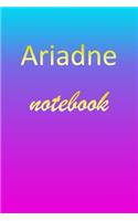 Ariadne: Blank Notebook - Wide Ruled Lined Paper Notepad - Writing Pad Practice Journal - Custom Personalized First Name Initial A Blue Purple Gold - Taking 